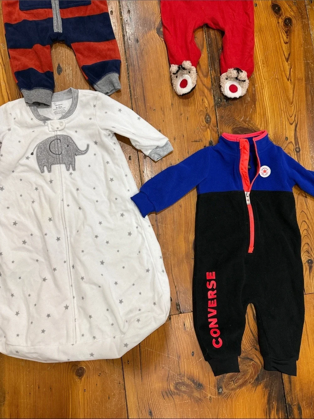 Carter’s, Converse Fleece one pieces size 6 to 9 months bundle
